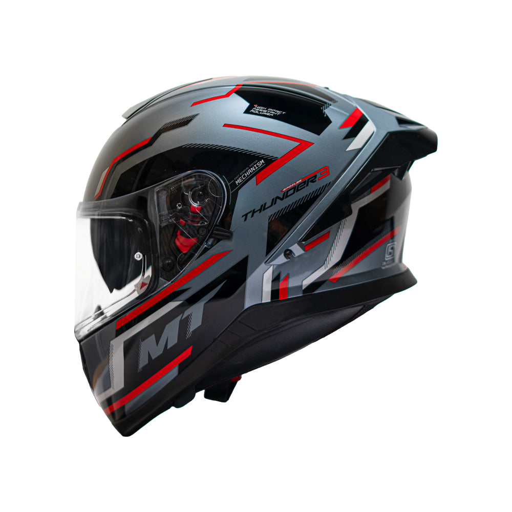 Thunder 3 Sv Pro Blaze C2 - Motorcycle Riding Helmet (Gloss Grey/Black/Red)