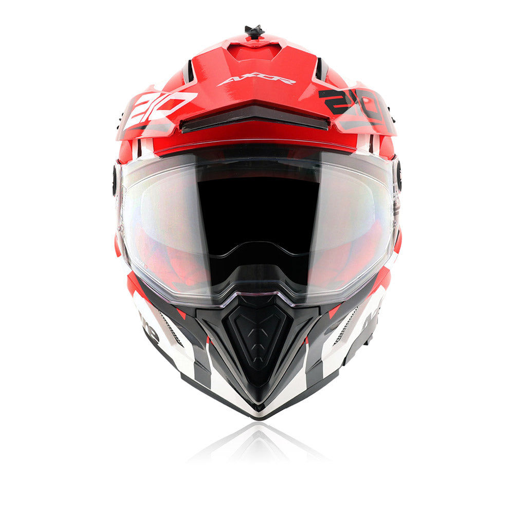 X-Cross Speedometer - Dual Visor Off Road Riding Helmet (White/Red)