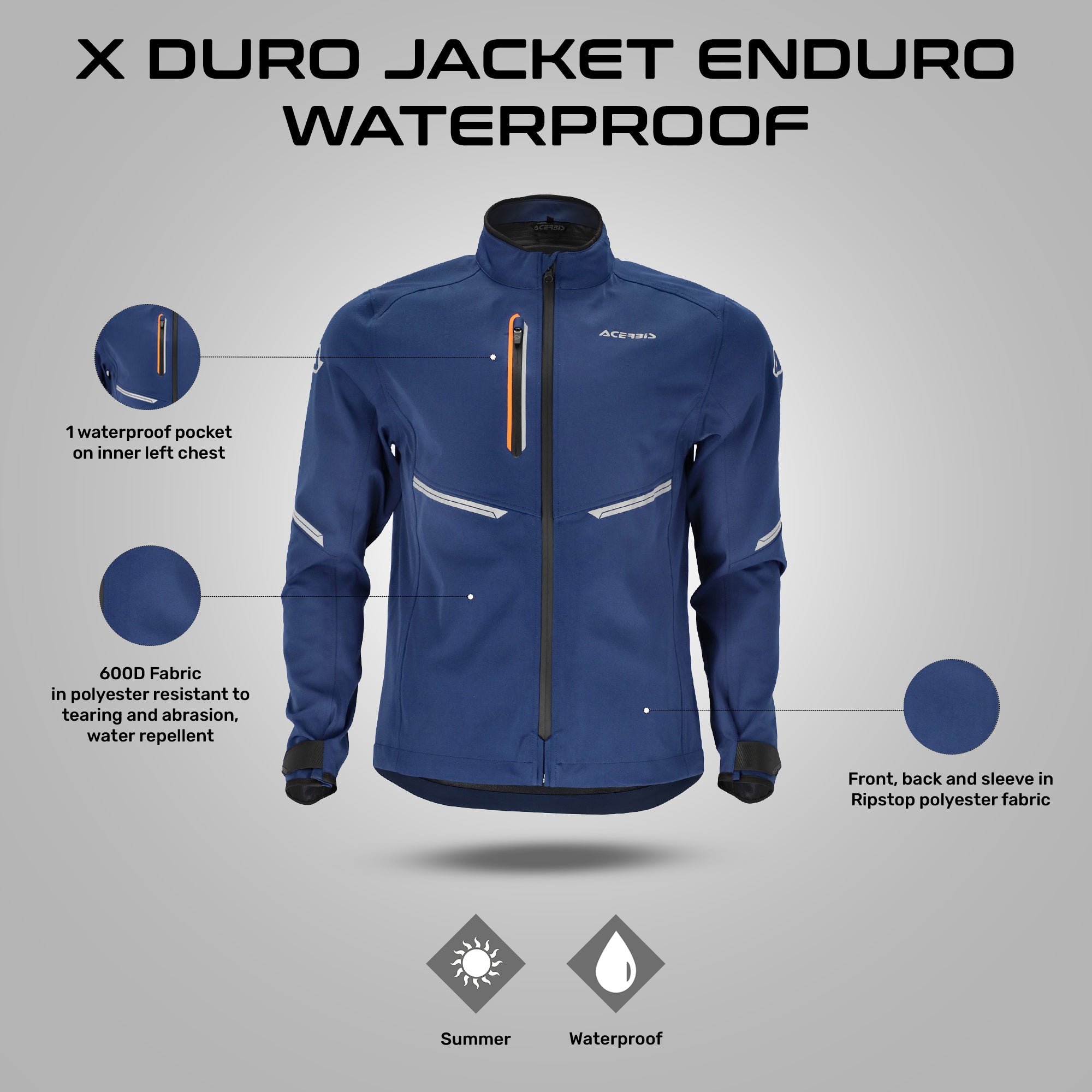 X-Duro Jacket Enduro WaterProof - Blue/Orange