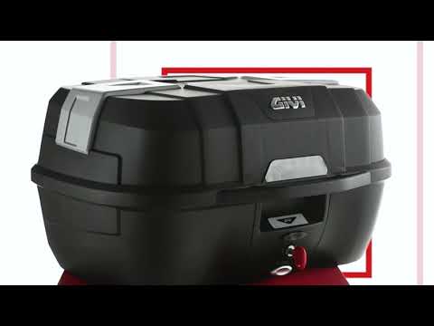 Load video: Atlas Monolock ® Topcase Black with Red Reflector
