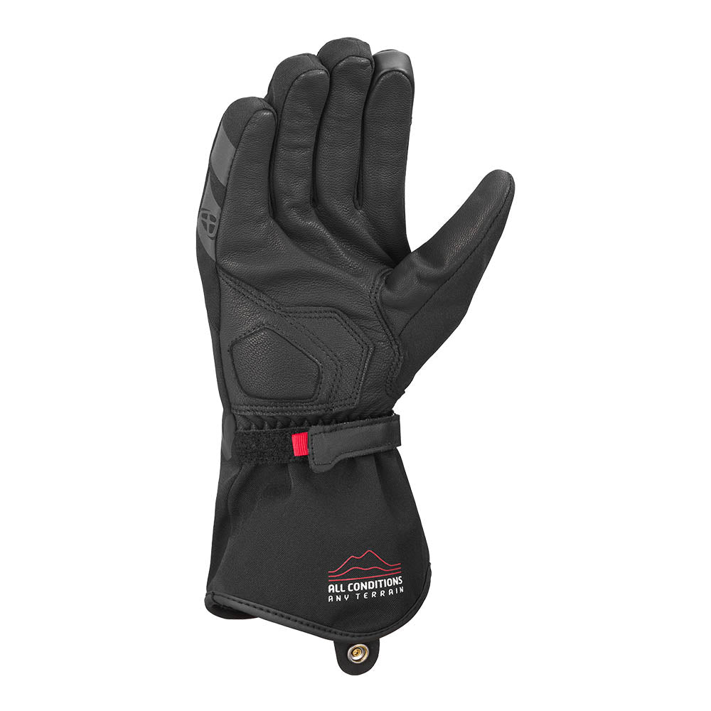 Black gloves with wrist strap and fingered padded design