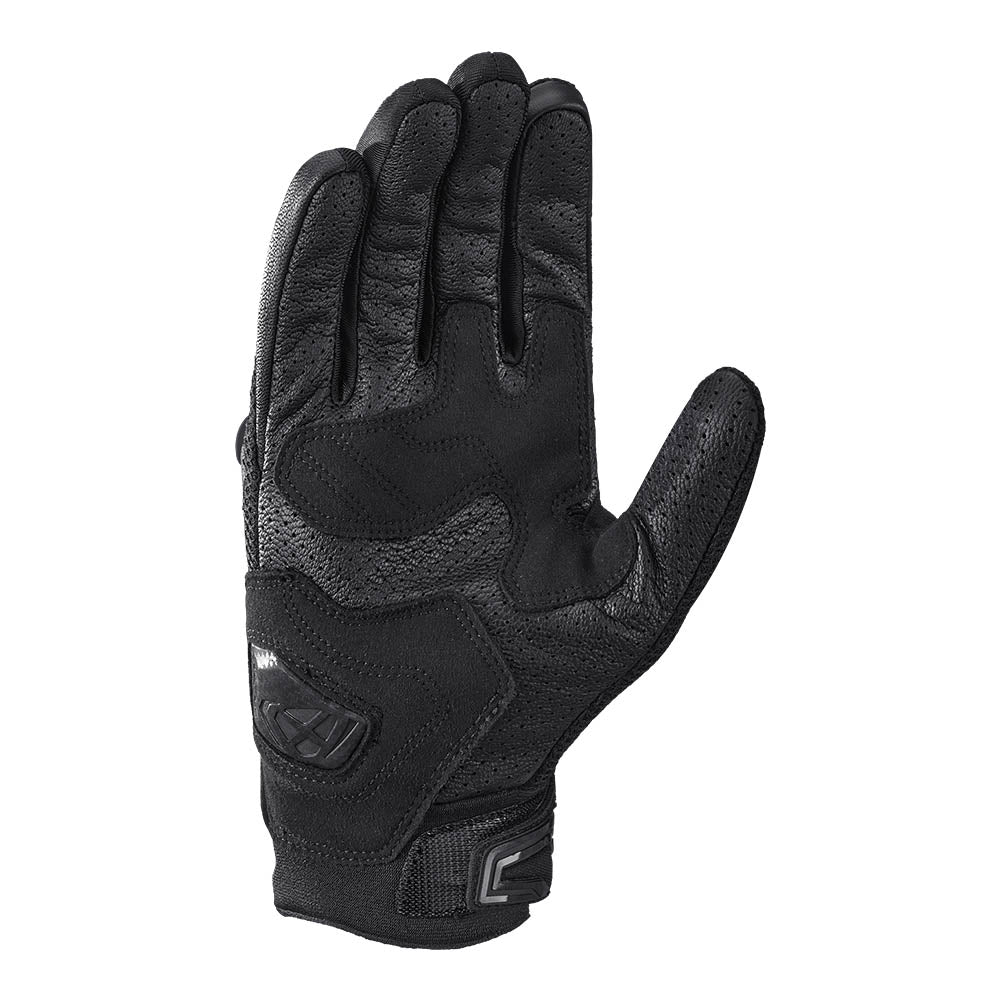 Black textured cycling gloves with padded palm and knuckle protection