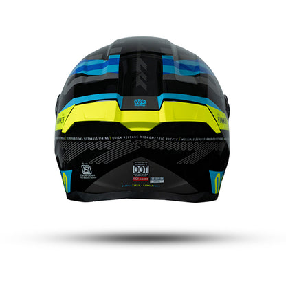 Hummer Tubex B3 - Motorcycle Riding Helmet (Black/Blue/Yellow)