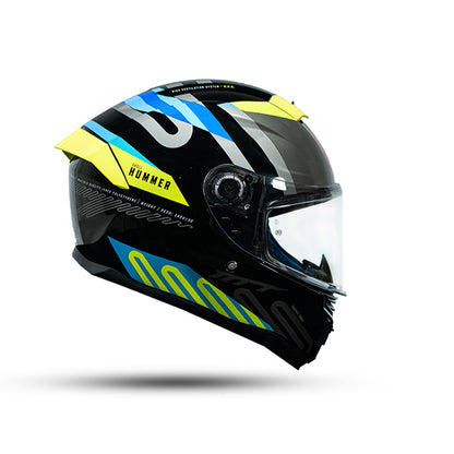 Hummer Tubex B3 - Motorcycle Riding Helmet (Black/Blue/Yellow)