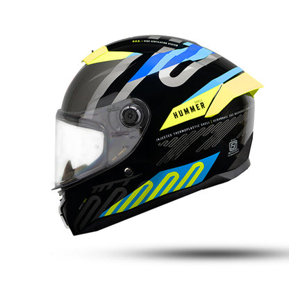 Hummer Tubex B3 - Motorcycle Riding Helmet (Black/Blue/Yellow)