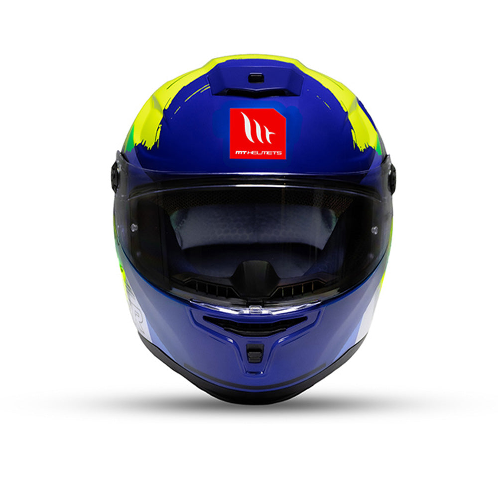 Hummer S Monti C17 - Motorcycle Riding Helmet + Visor (Gloss Blue/Neon Yellow)
