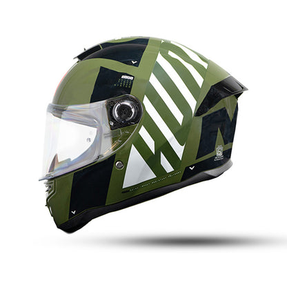 Hummer Air C6 - Motorcycle Riding Helmet (Gloss Green/Black/White)