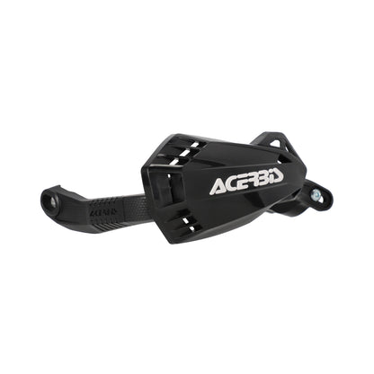 Black motorcycle handguards with perforated design and white ACERBIS logo