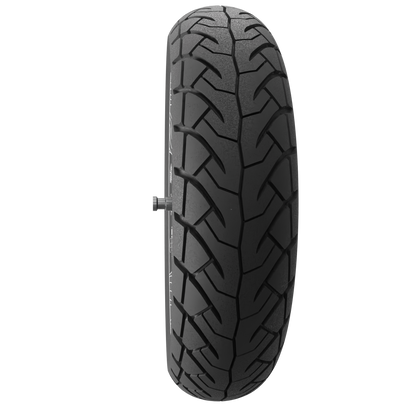 Front tubeless tyre 110/70-11 45L, black tread, full side profile view
