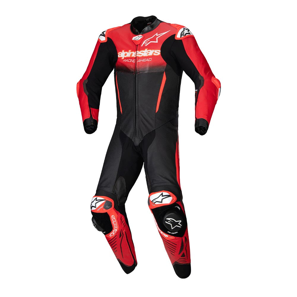 Gp-R7 1Pc Leather Suit - Black Mid Red