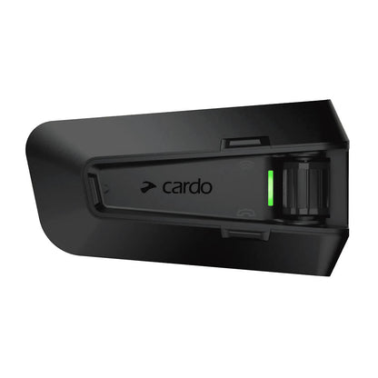 Black intercom charging/docking base with green LED indicator, close-up
