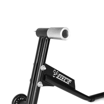 Black paddock stand upright post with rubber sleeve and side support bracket