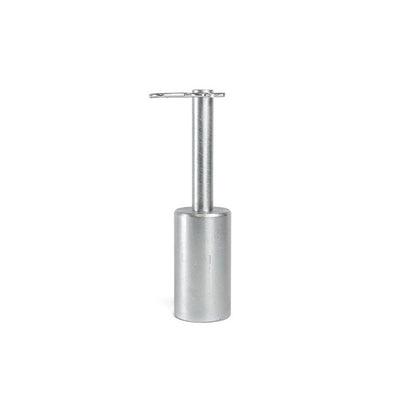 Single-sided paddock stand pin with loop clip, metal axle pin