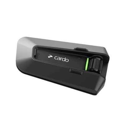 Black Cardo intercom unit with green LED and front access panel