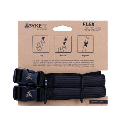 Black flexible self-tightening strap with buckle, pair