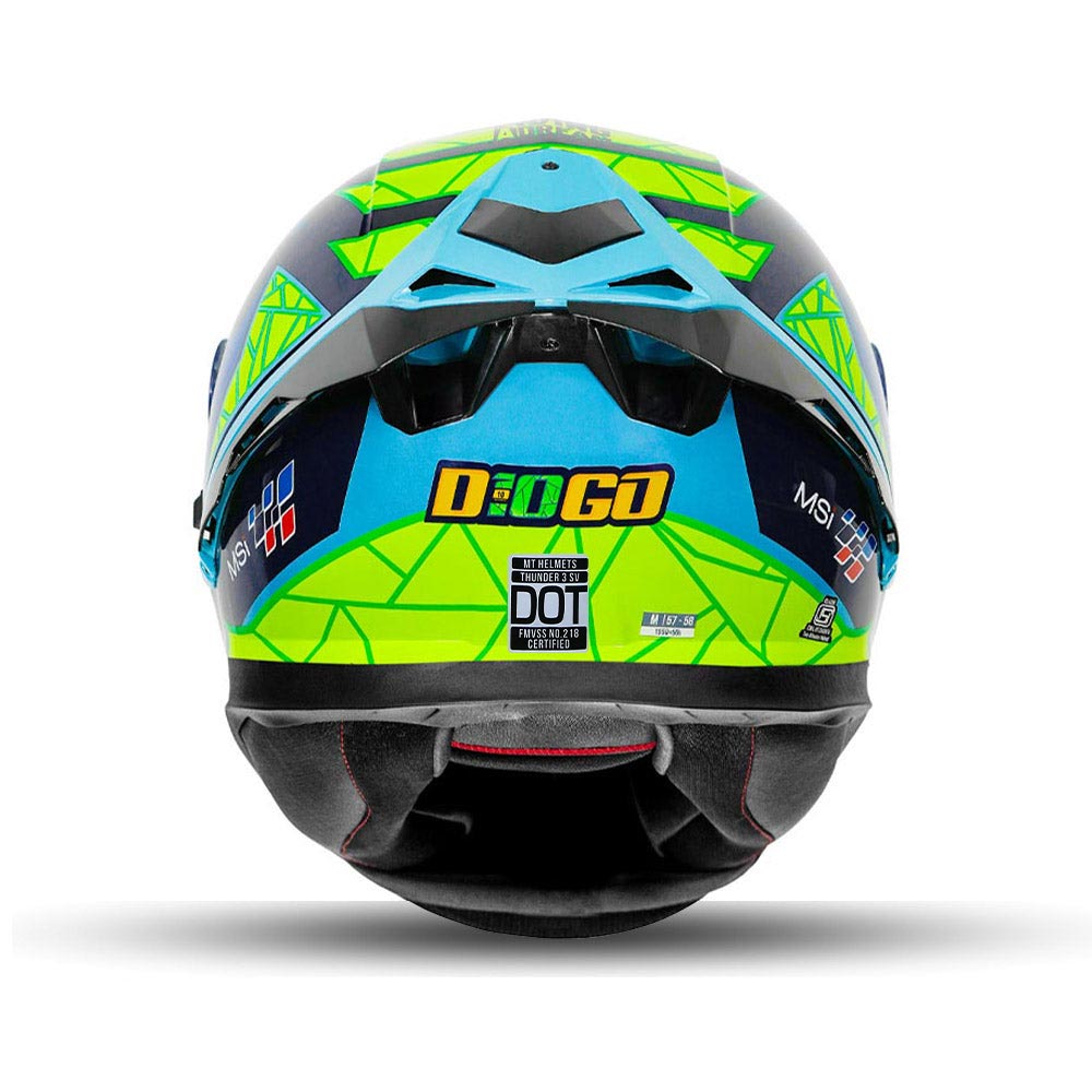 Thunder 3 Pro Diogo Moreria - Motorcycle Riding Helmet + Visor (Gloss Fluor Blue/Fluor Yellow)