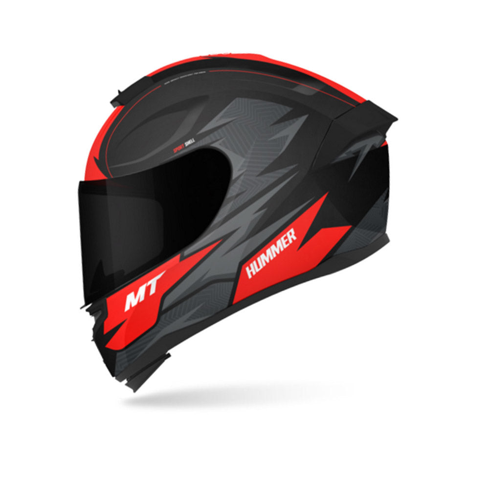 Hummer Shine B5 - Motorcycle Riding Helmet (Gloss Black/Red)