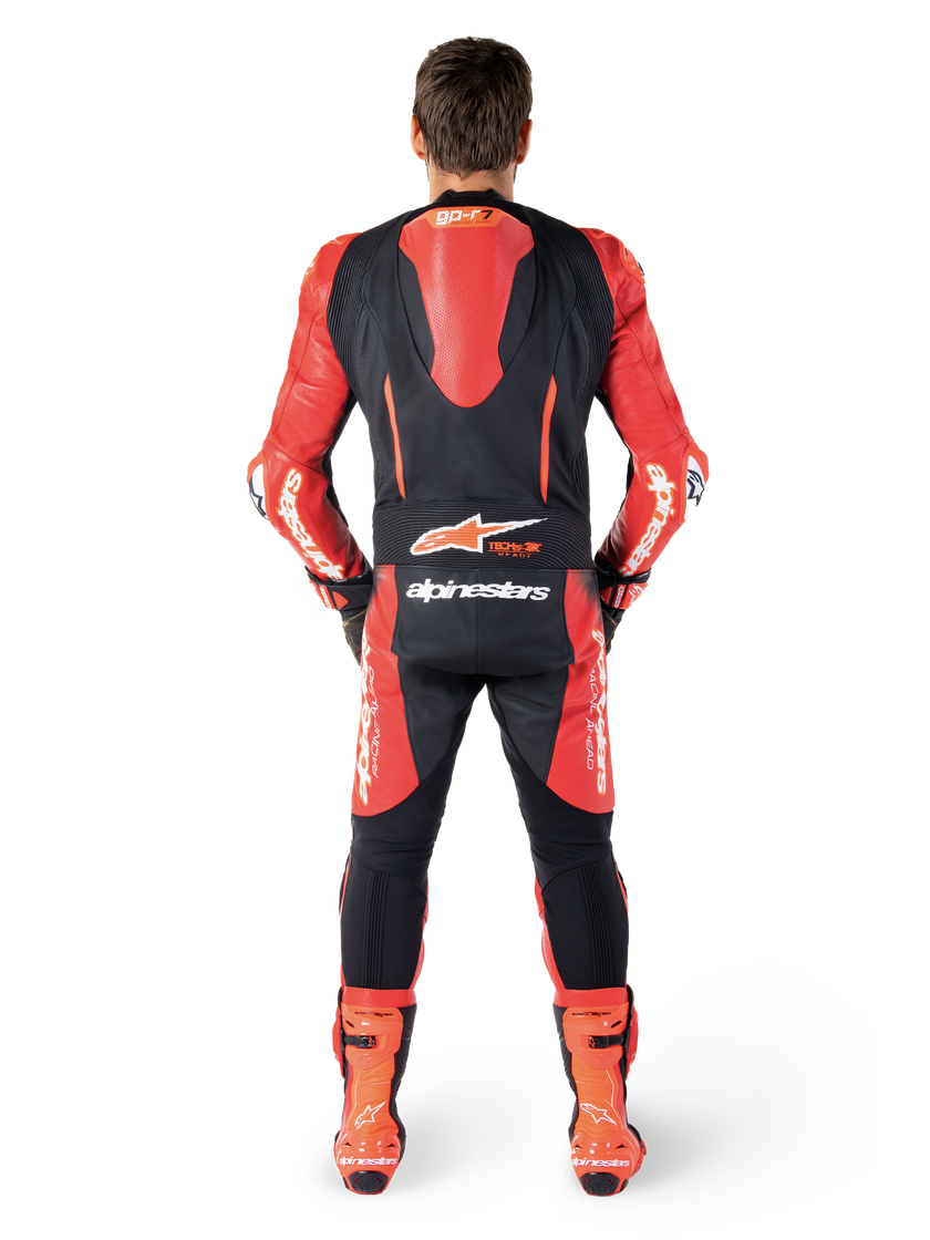 Gp-R7 1Pc Leather Suit - Black Mid Red