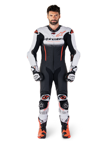 Gp-R7 1Pc Leather Suit - White Black Red Fluo
