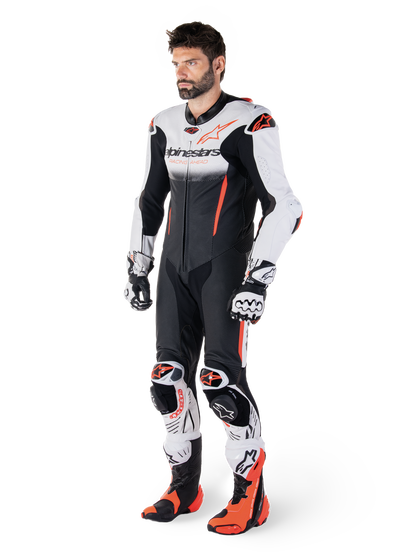Gp-R7 1Pc Leather Suit - White Black Red Fluo