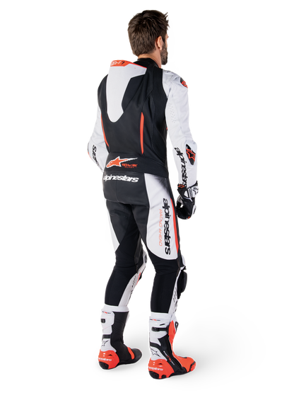 Gp-R7 1Pc Leather Suit - White Black Red Fluo