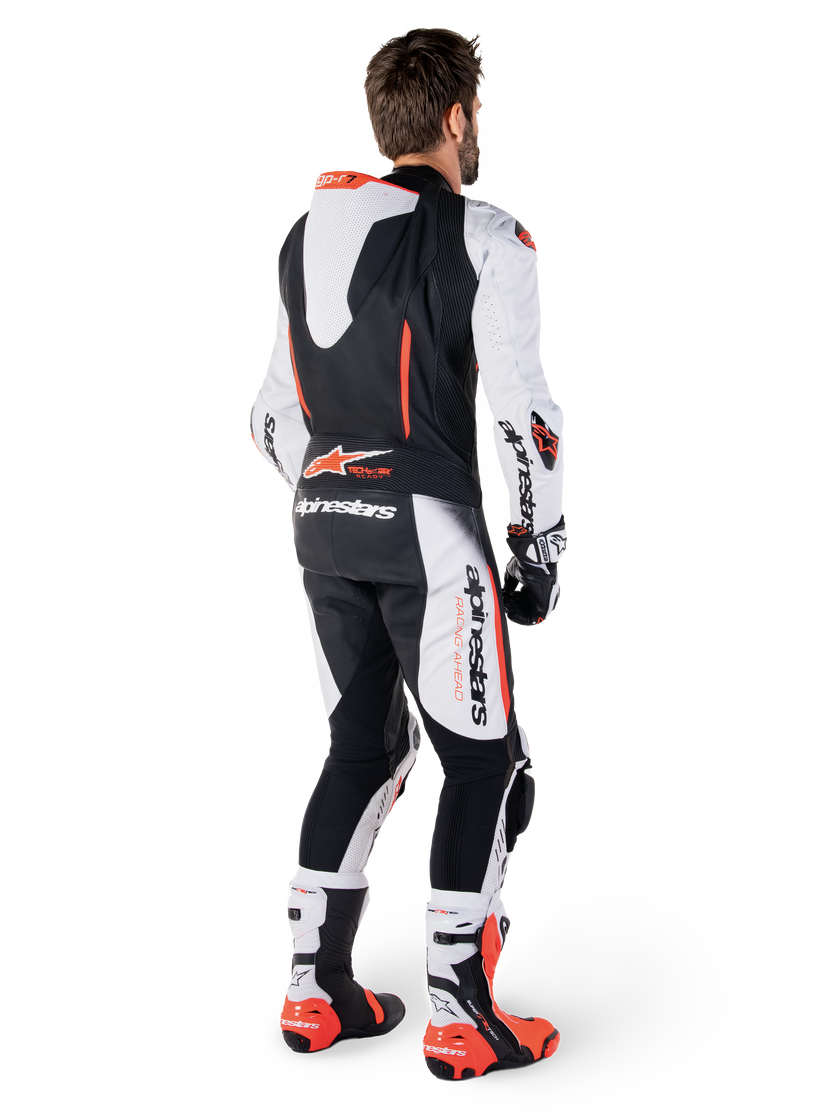 Gp-R7 1Pc Leather Suit - White Black Red Fluo