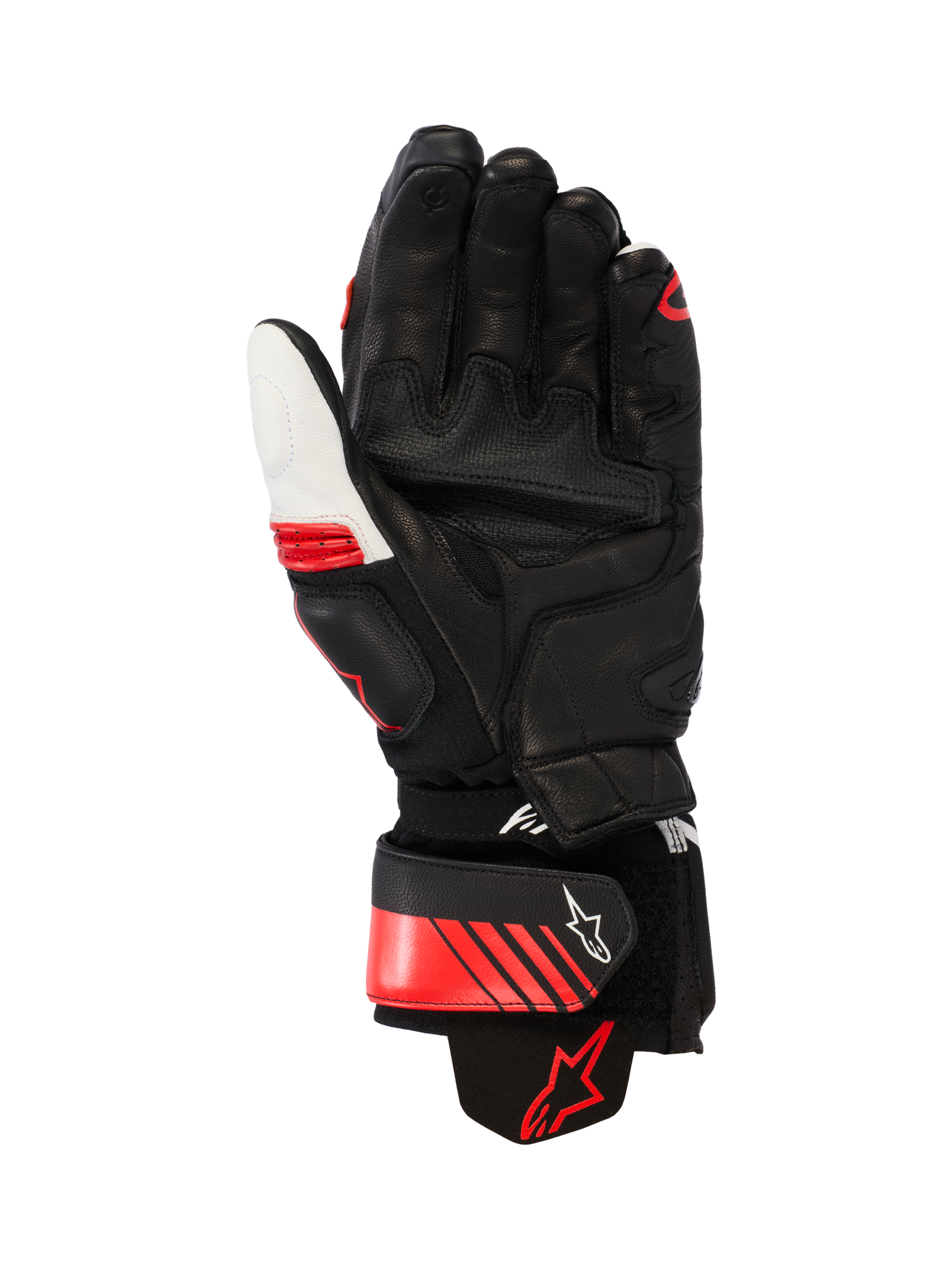 Gp Plus R V3 Leather Gloves - Black White Bright Red