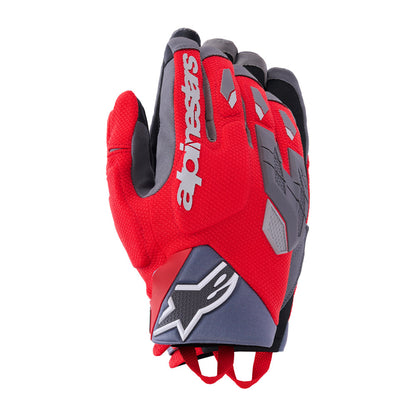 Alpinestars Durack gloves with red back, gray knuckle protectors and gray palm patch
