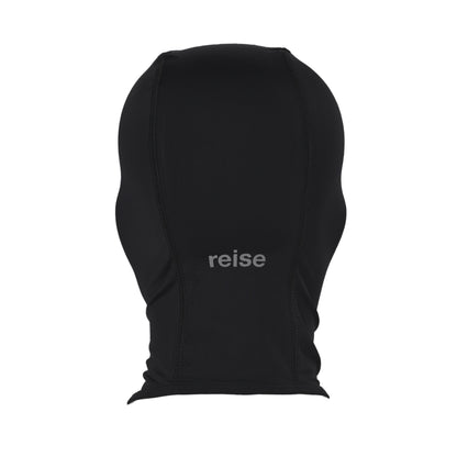 Black balaclava back panel with small reise logo print