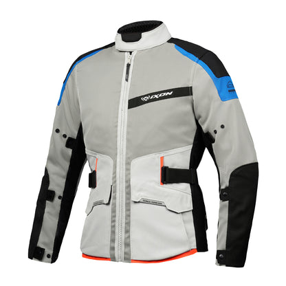 M-Njord - Adventure Touring Jacket (Light Grey / Blue/ Neon Red)