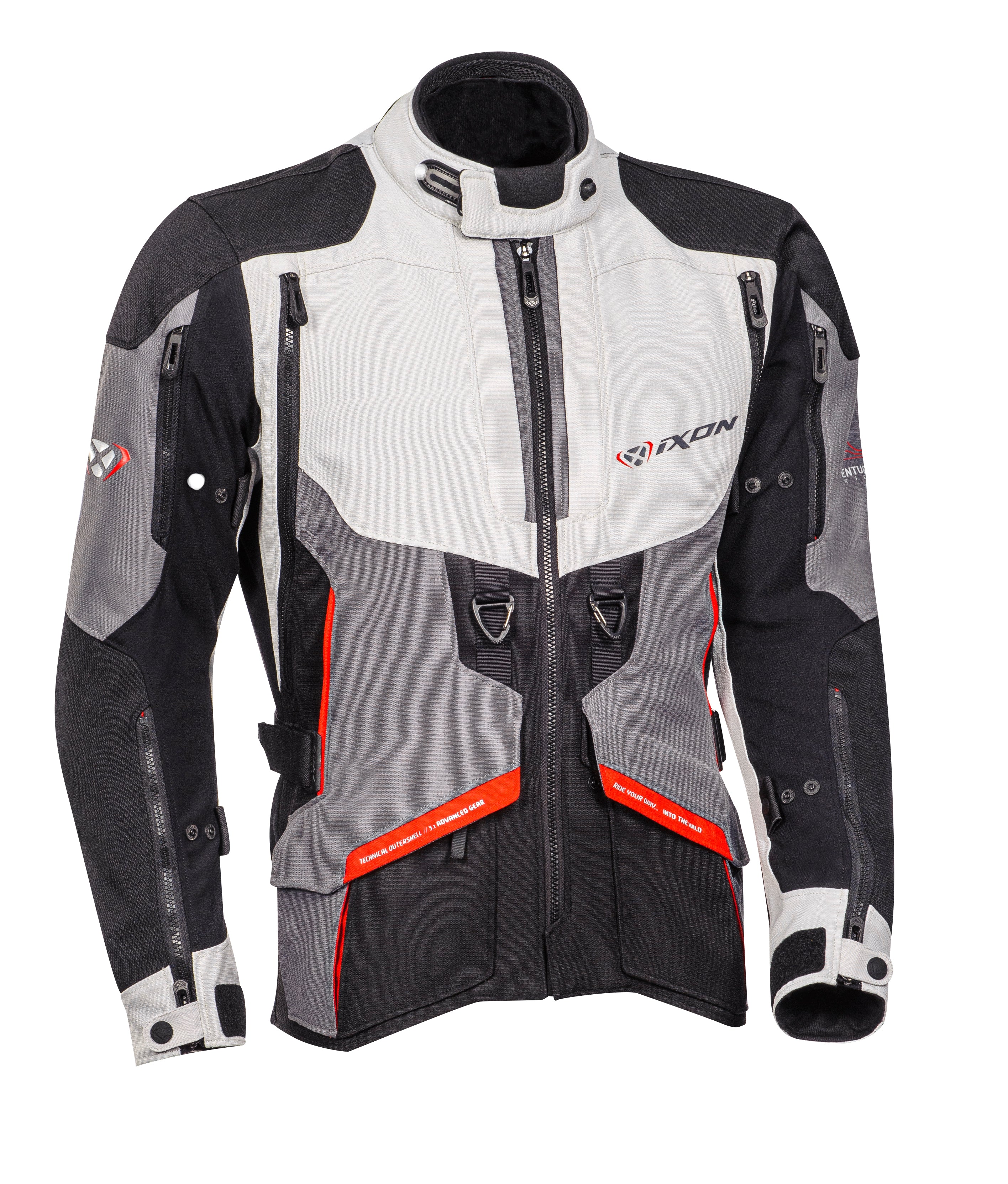 IXON Ragnar Black/Grey/Red Jacket – ReiseMoto