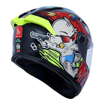 Hummer Baby Bang A3 - Motorcycle Riding Helmet (Gloss Black/Red/Fluor Yellow)