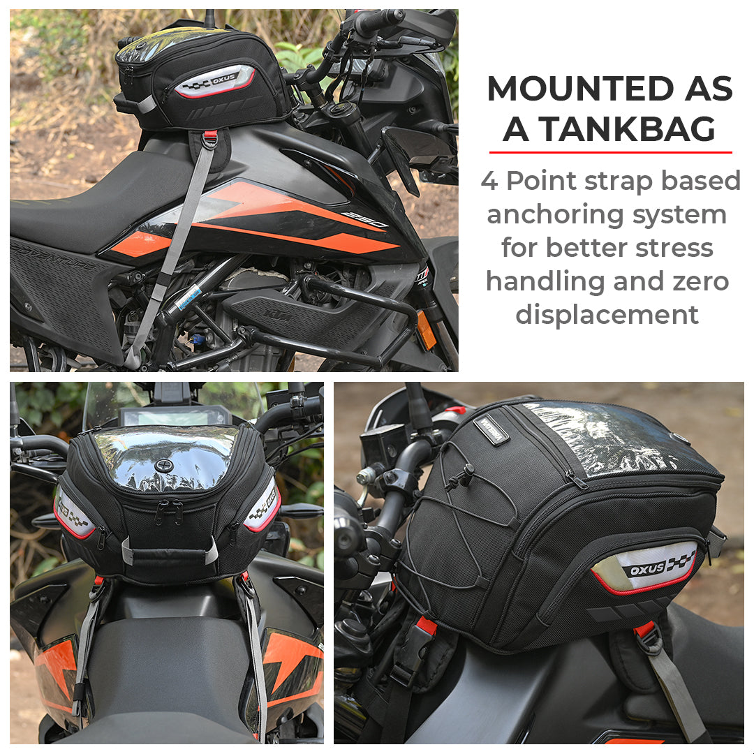 Oxus - 13L - Magnetic Tank Bag with Rain Cover (Black)
