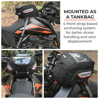 Oxus - 13L - Magnetic Tank Bag with Rain Cover (Black)