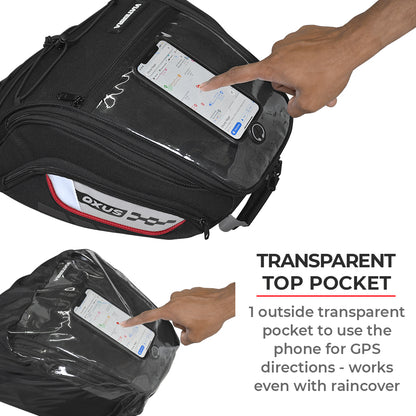 Oxus - 13L - Magnetic Tank Bag with Rain Cover (Black)