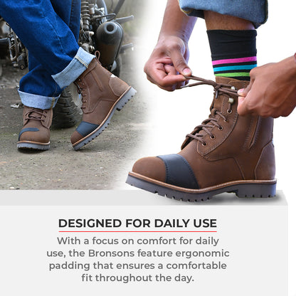 Bronson - Retro Style Motorcycle Riding Boots (Brown)