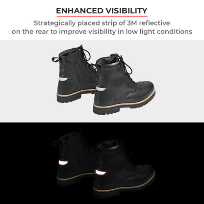 Bronson - Retro Style Motorcycle Riding Boots (Black)