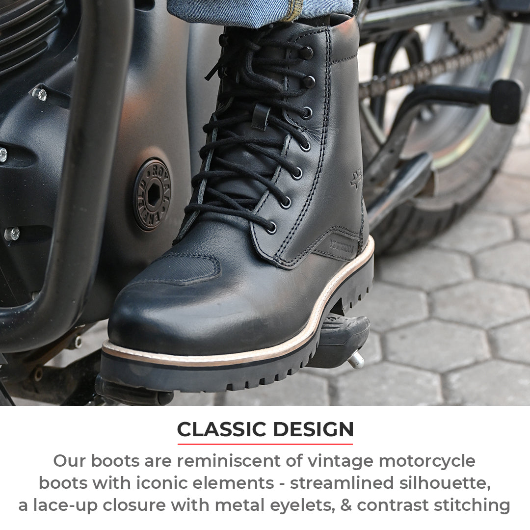 Bronson - Retro Style Motorcycle Riding Boots (Black)