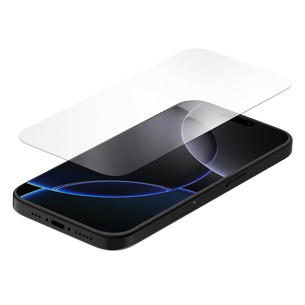 Clear tempered glass screen protector with curved edge for iPhone 16 Pro