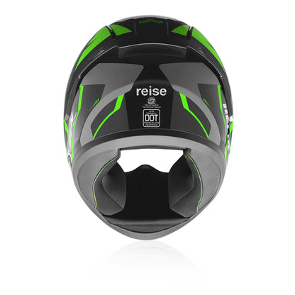 black green motorcycle helmet dot approved Reise Helden Green/Black Helmet – ReiseMoto