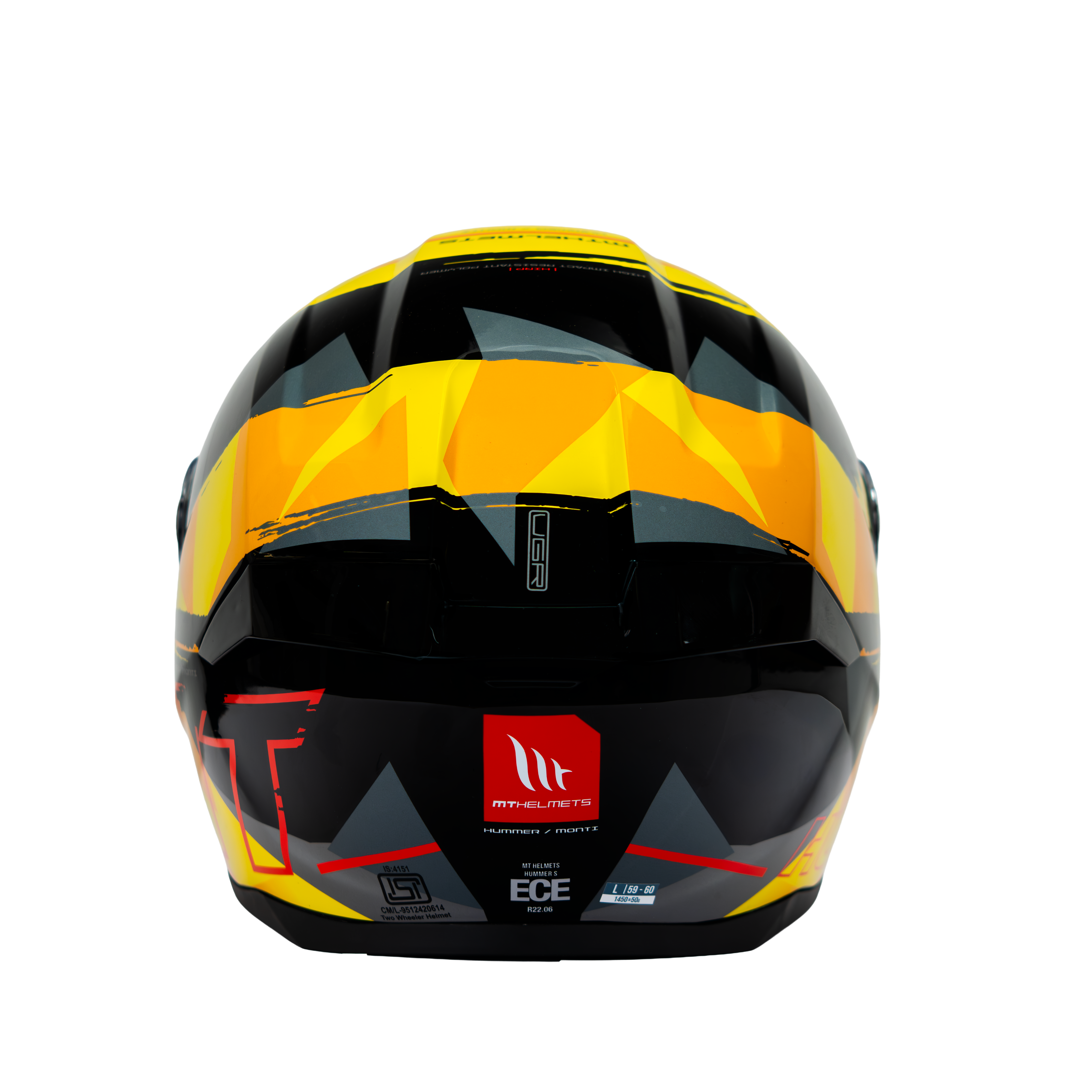 Hummer Monti B3 - Motorcycle Riding Helmet (Gloss Black/Yellow)