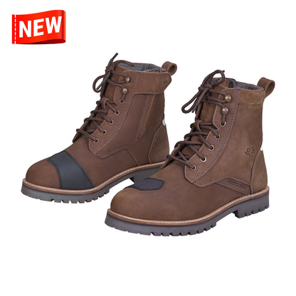 Bronson - Retro Style Motorcycle Riding Boots (Brown)