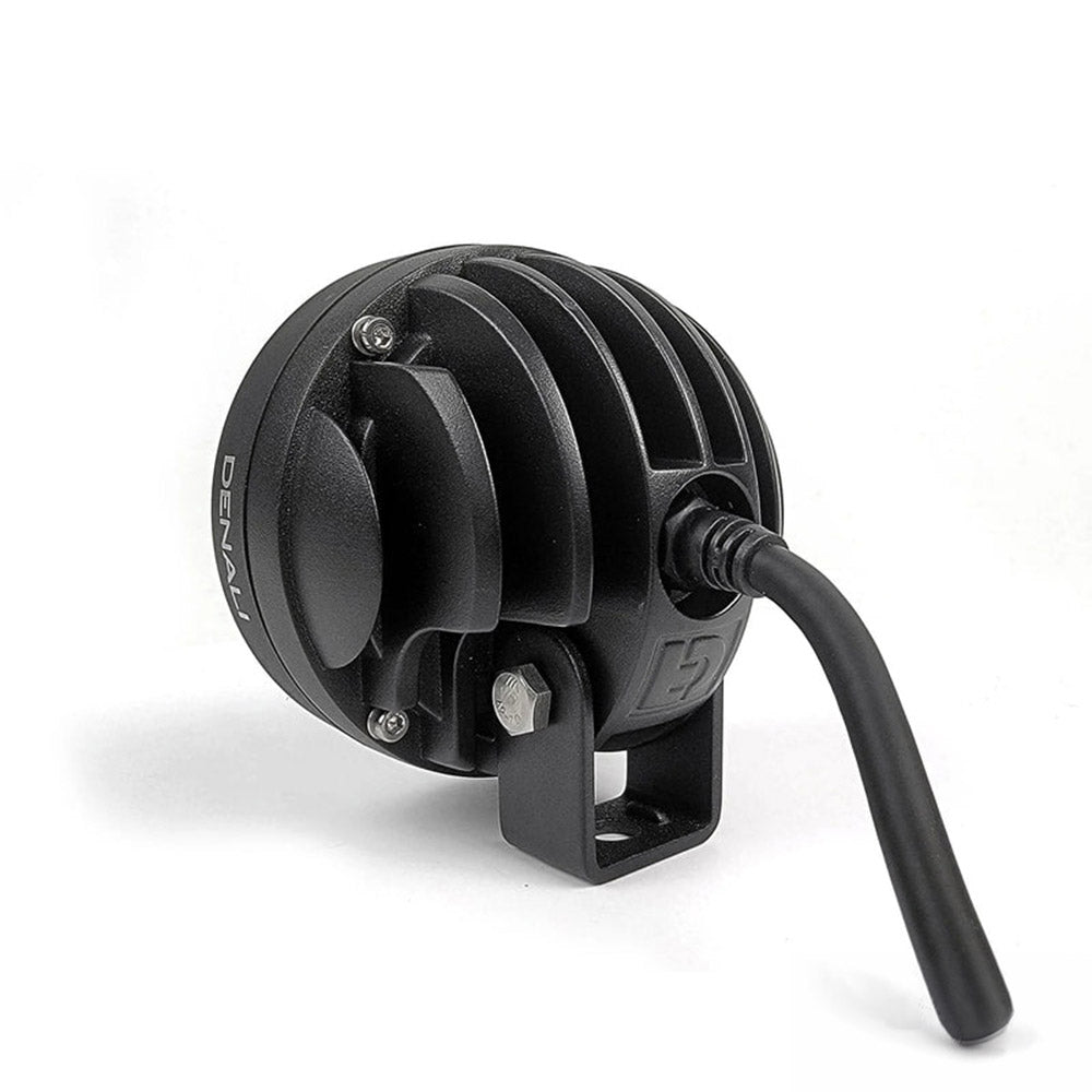 Black Denali D3 LED light pod with mounting bracket and attached power cable