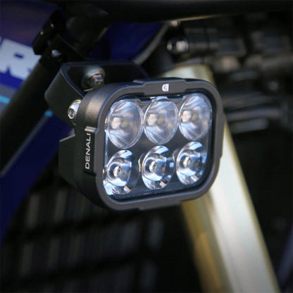 Denali driving light pod with multi-lens LED array, chrome reflectors, black housing