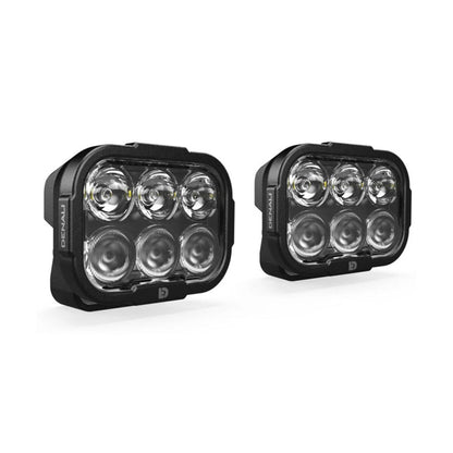 Pair of Denali driving light pods with multi-lens LED array and black housings