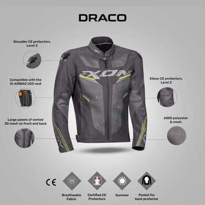 Draco - 3D Mesh Sport Touring Jacket (Anth/Grey/Bright/Yellow)