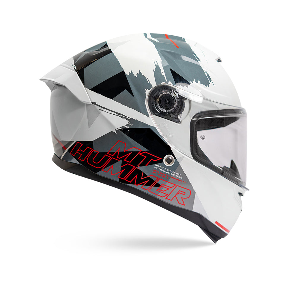 Hummer Monti A5 - Motorcycle Riding Helmet + Visor (Gloss White)