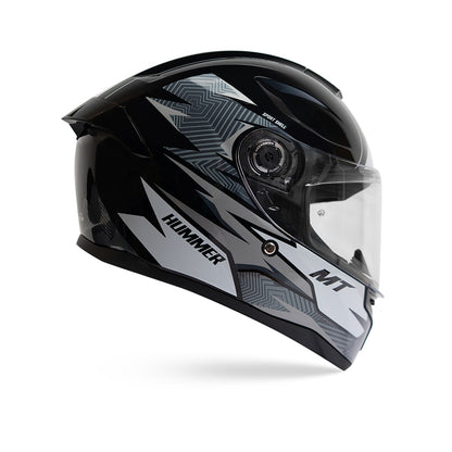 Hummer Shine B0 - Motorcycle Riding Helmet (Gloss Black/Grey)
