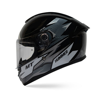 Hummer Shine B0 - Motorcycle Riding Helmet (Gloss Black/Grey)