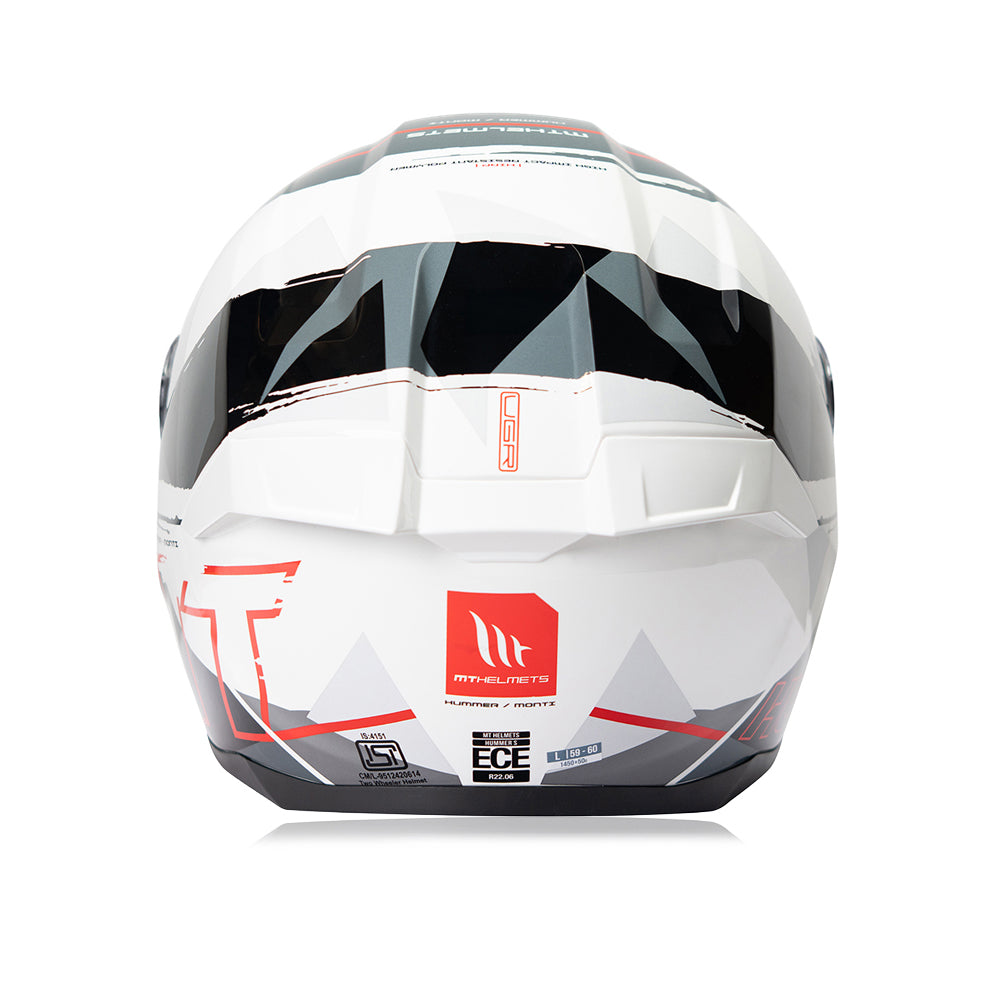Hummer Monti A5 - Motorcycle Riding Helmet + Visor (Gloss White)
